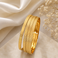 Dual Tone Gold-Plated Textured Bangles Set of 4 for Women | Designer Fashion Bangles | The Mirage Fashion