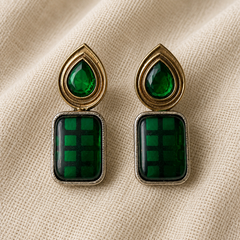 Dual Tone Green Stone Bird Pendant Set with Earrings for Women  The Mirage Fashion earrings 