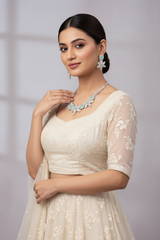 Elegant Mint Green Floral Necklace Set for Women | American Diamond Party Jewelry | tHE Mirage Fashion