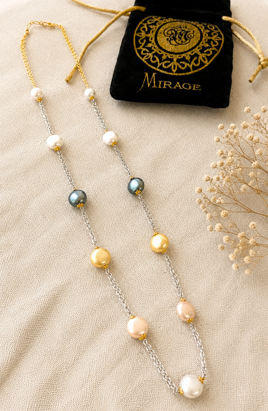 Pearl Style American Diamond Pendant Set with Earrings | The Mirage Fashion