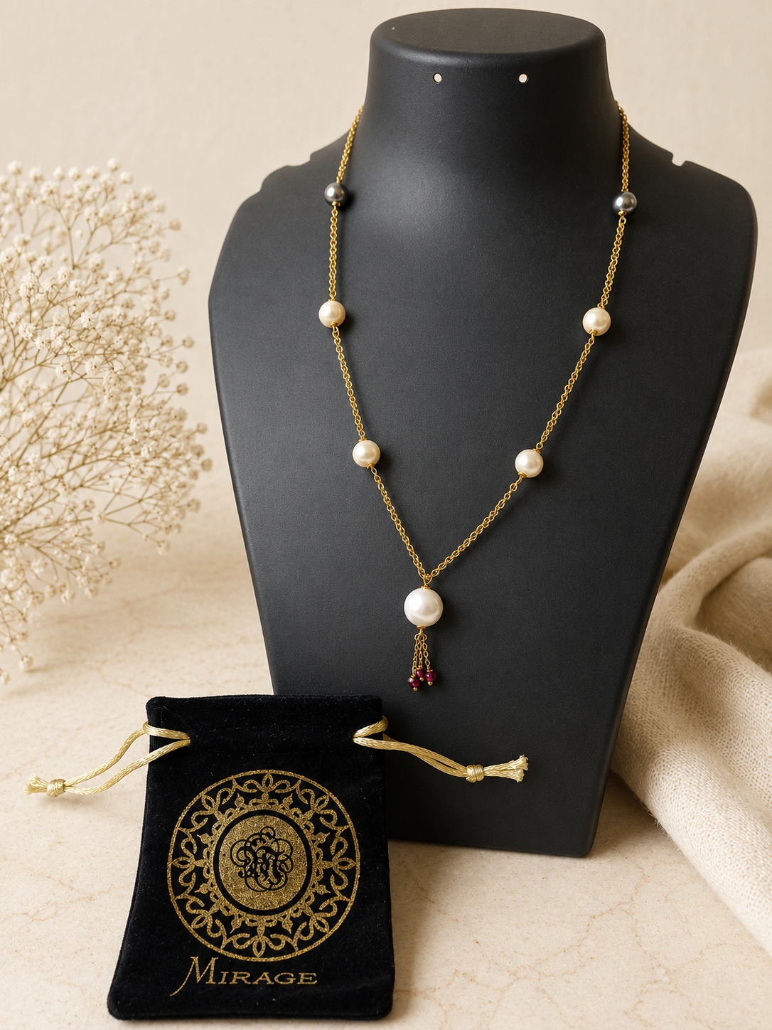 Elegant Pearl Pendant Necklace for Women | Gold Chain Pearl Necklace | The Mirage Fashion