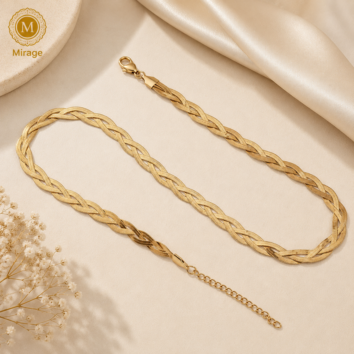 Elegant Twisted Gold Chain Necklace for Women | Braided Gold Plated Chain | The Mirage Fashion