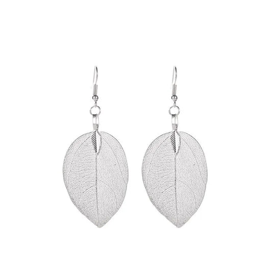 Ethnic Style Leaf Plating Alloy Artificial Gemstones Drop Earrings