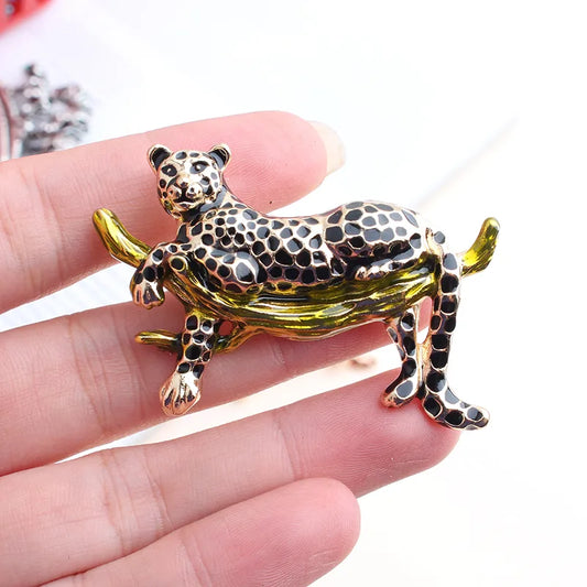Luxury Leopard Brooch | Designer Animal Brooch in Gold Finish – The Mirage Fashion