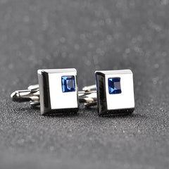 The Square Blue & White SS Cufflinks
