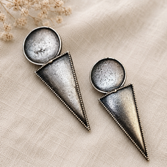 Mirage - Geometric Oxidized Silver Statement Earrings for Women | Boho Triangle Drop Earrings | Vintage Tribal Fashion Jewelry
