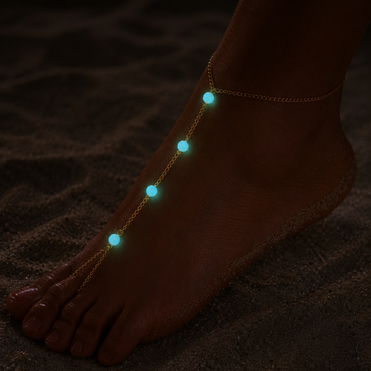 Glow in the Dark Barefoot Anklet – Luminous Beach Foot Chain for Women | The Mirage Fashion
