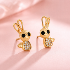 Gold Bunny Stud Earrings for Women