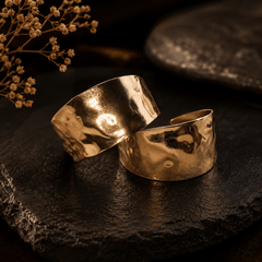 Golden Broad Hoop Earrings for Women | The Mirage Fashion