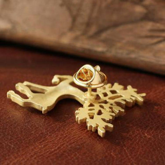 Elegant Golden Deer Brooch | Nature-Inspired Statement Brooch for Coats, Sarees & Dresses