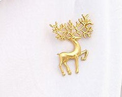 Elegant Golden Deer Brooch | Nature-Inspired Statement Brooch for Coats, Sarees & Dresses