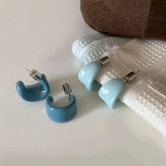 Pastel Blue Chunky Hoop Earrings | Minimalist Statement Earrings for Women – The Mirage FashionThe Mirage Fashion