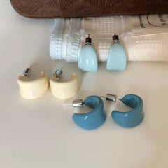 Pastel Blue Chunky Hoop Earrings | Minimalist Statement Earrings for Women – The Mirage FashionThe Mirage Fashion