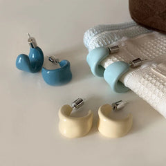 Pastel Blue Chunky Hoop Earrings | Minimalist Statement Earrings for Women – The Mirage FashionThe Mirage Fashion