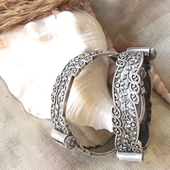 Mirage   Antique-Style Silver Kada Bracelet with Intricate  Design | Mirage Fashion Jewelry