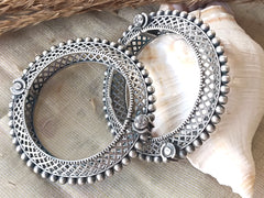 Mirage Antique-Style Silver Kada Bracelet with Jali  Design | Mirage Fashion Jewelry