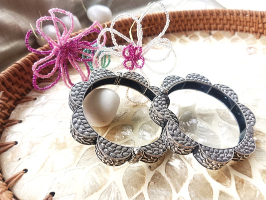 Antique Oxidized Floral  Motif Bangles – Traditional Ethnic Jewelry  (Single Pic)