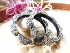 Antique Oxidized Floral  Motif Bangles – Traditional Ethnic Jewelry  (Single Pic)