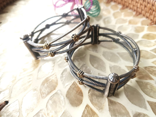 Vintage Dual-Tone Tribal Bangles (Single Pic)