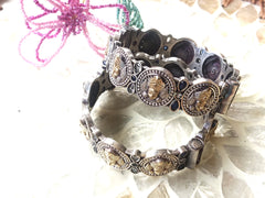 Antique Oxidized Temple Bangles with Ma Durga Carving  (Single Pic)