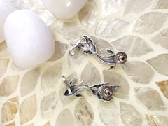 Koi Whisperer Oxidized Silver Fish Drop   Ear Cuff Earrings