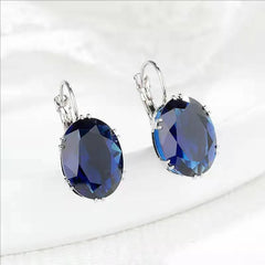 Mirage -Ovel Crystal Silver earrings in many colors  | Elegant stylish hanging earrings | Crystal earrings