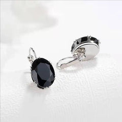 Mirage -Ovel Crystal Silver earrings in many colors  | Elegant stylish hanging earrings | Crystal earrings