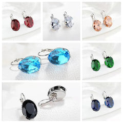 Mirage -Ovel Crystal Silver earrings in many colors  | Elegant stylish hanging earrings | Crystal earrings