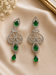 Luxury Emerald Green American Diamond Necklace Set for Women | Party Wear Jewelry – The Mirage Fashion