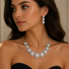 Luxury White American Diamond Statement Necklace Set for Women  Elegant Bridal & Party Wear Jewelry – The Mirage Fashion 1 