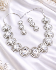 Luxury White American Diamond Statement Necklace Set for Women  Elegant Bridal & Party Wear Jewelry – The Mirage Fashion