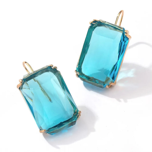 Mirage - Elegant Classic Style Rectangle Transparent big  Drop Earrings