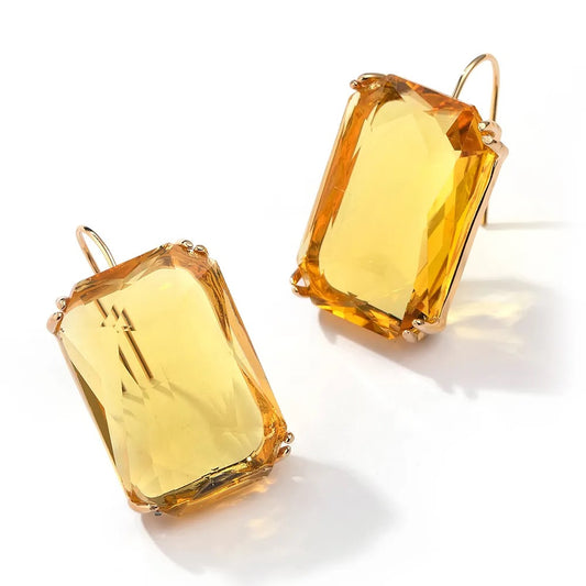 Anti Tarnish Emerald Cut Crystal Drop Earrings for Women | Multicolor Gemstone Earrings | The Mirage Fashion