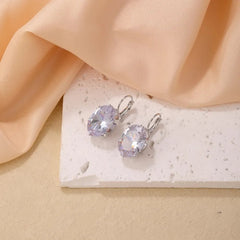 Mirage -Ovel Crystal Silver earrings in many colors  | Elegant stylish hanging earrings | Crystal earrings