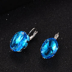 Mirage -Ovel Crystal Silver earrings in many colors  | Elegant stylish hanging earrings | Crystal earrings