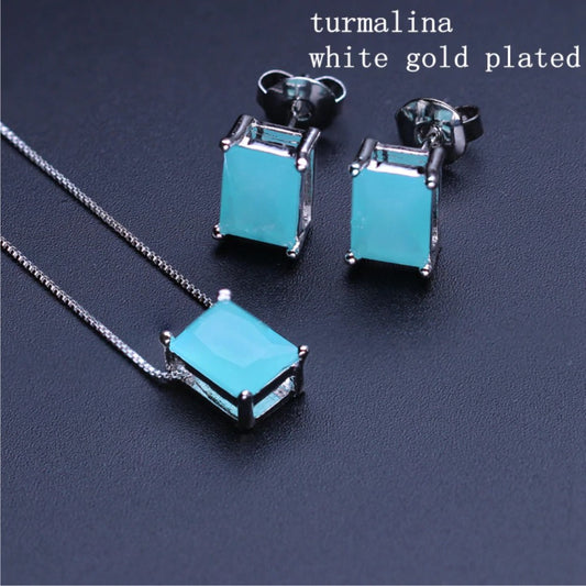 MIRAGE -Silver turquoise  blue  stone pendent earing set