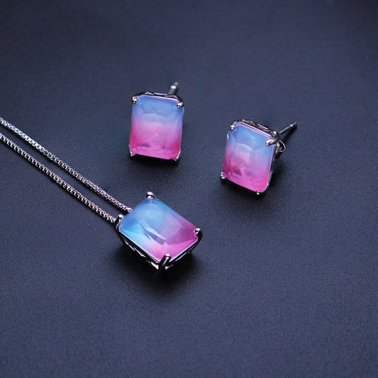 MIRAGE -Silver gradation stone pendent earing set