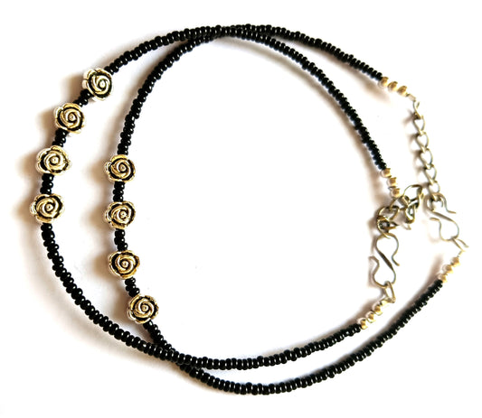 Mirage Black beads Chain Anklet