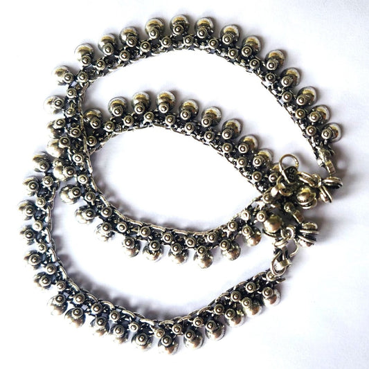 Mirage Silver Oxidised Anklets