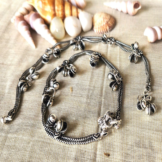 Mirage Latest German Silver Oxidized Anklet