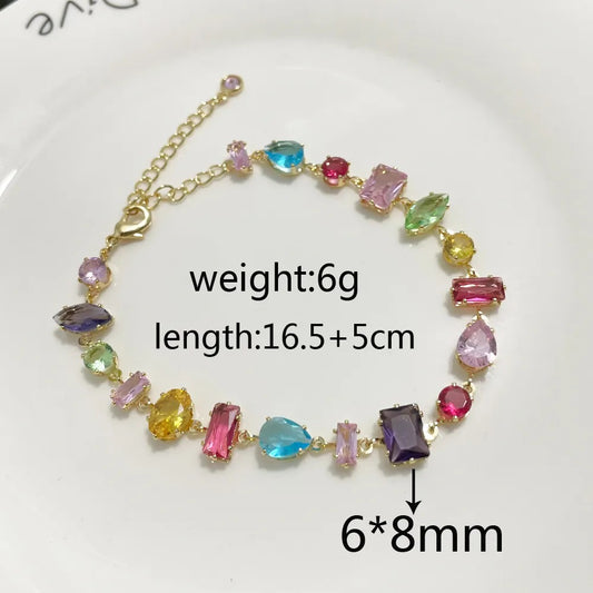 Mirage -  Cute Sweet Simple Style Plating Inlay Candy multi color stone Zircon Bracelets in golden and silver plating