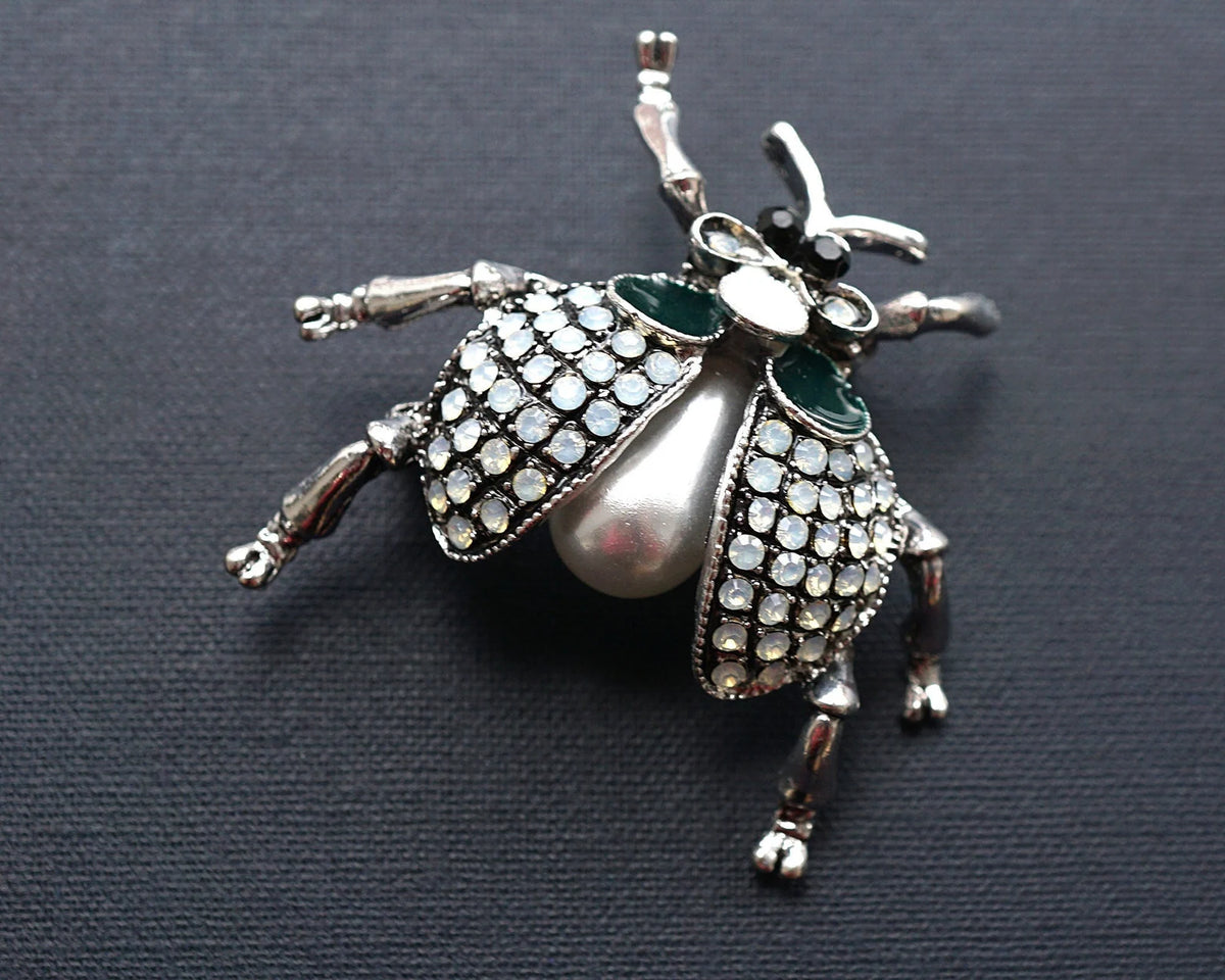 Crystal Beetle Designer Brooch  | Silver Fashion Jewelry – The Mirage Fashion