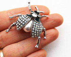 Crystal Beetle Designer Brooch  | Silver Fashion Jewelry – The Mirage Fashion