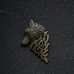 MIRAGE - Antique bronse Charming Vintage Men Punk Wolf Badge Pin Brooch |Game of Thrones Stark Wolf brooches for men latest | tie pin for men