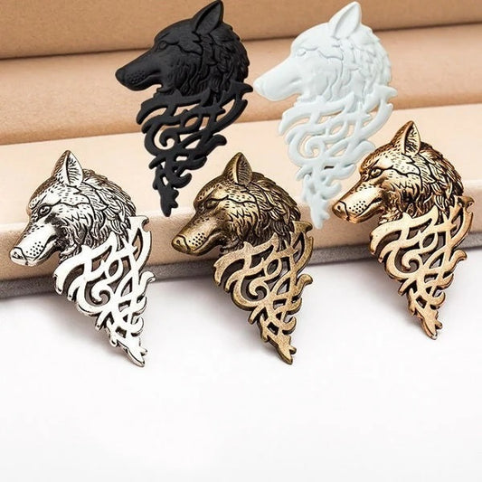 MIRAGE - Antique bronse Charming Vintage Men Punk Wolf Badge Pin Brooch |Game of Thrones Stark Wolf brooches for men latest | tie pin for men