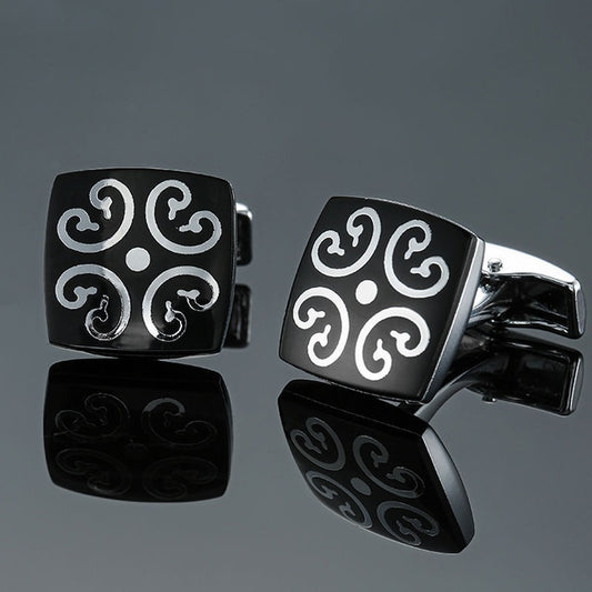 Mirage -  High Quality Titanium Steel Painted black Enamel Shirt Cufflinks