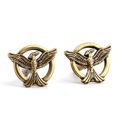 Men's French Shirt Cufflinks - Metal Hunger Game-Inspired Bird Design