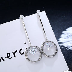 Mirage Long  Light Weight Cubic Zircon Crystal Drop Earrings for Women and Girls, for Daily Use, Office Use