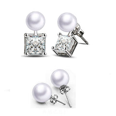 Mirage  Cubic Zircon Crystal and pearl two in one stud  Earrings for Women and Girls, for Daily Use, Office Use