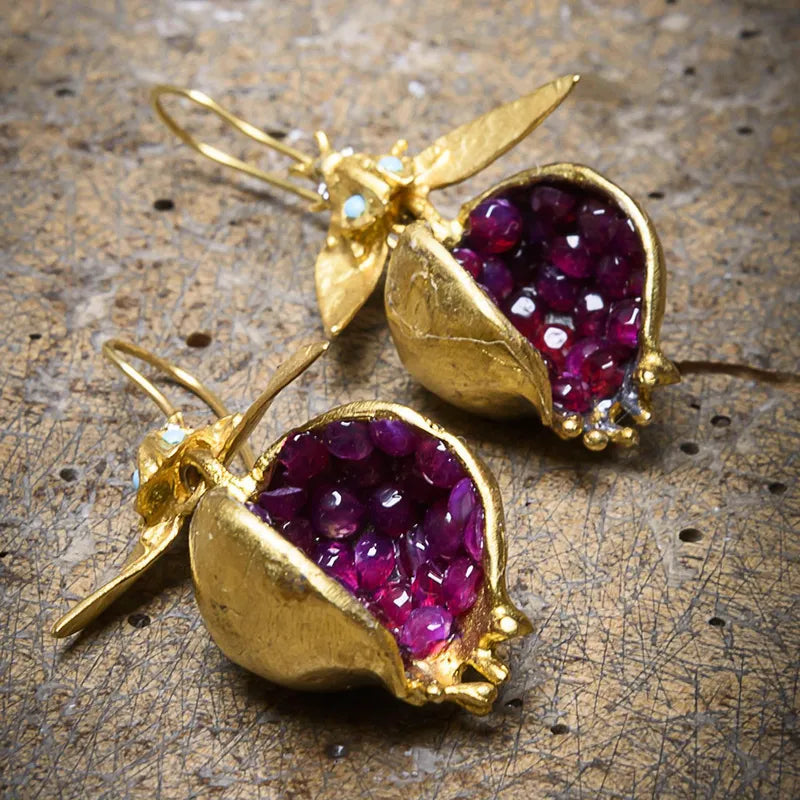 Mirage  Golden Pomegranate drop earing